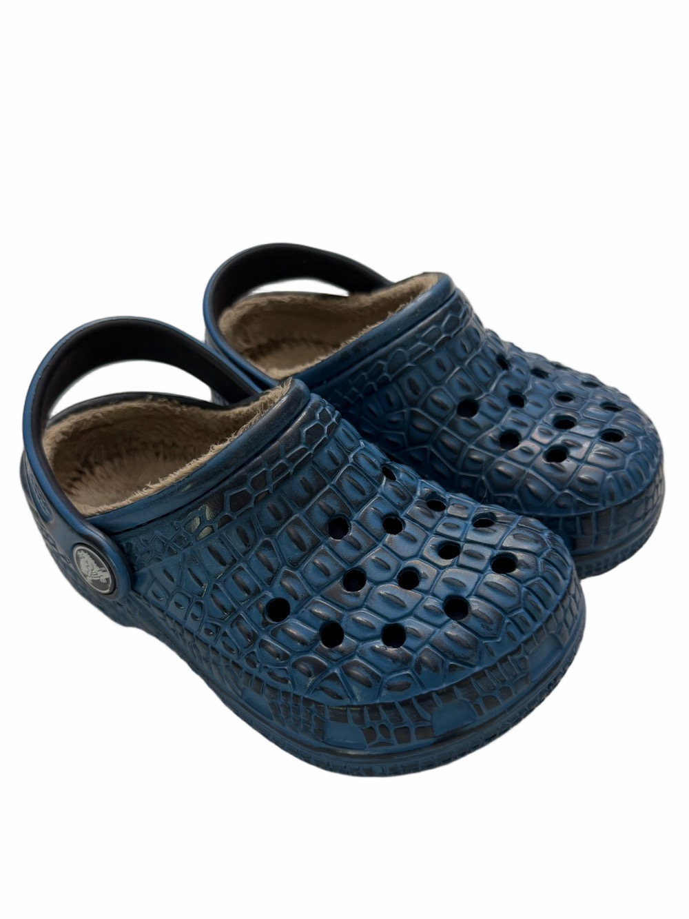 CROCS Kids Blue Faux-Croc Lined Clogs Toddler 8 9 Heel Strap